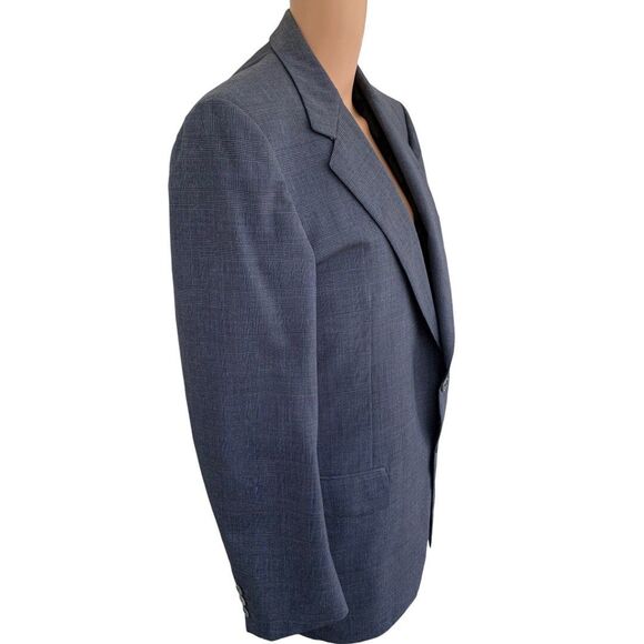 Vintage Blue Italian Suit Rayon Subtle Plaid Mens 40 34 - Picture 7 of 10